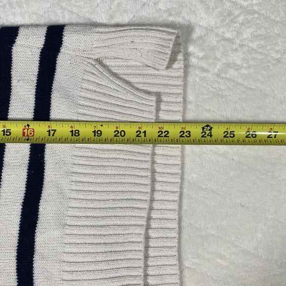 Abercrombie & Fitch White Navy Striped Collared Sweater Nautical Preppy Sz Small - Picture 7 of 7